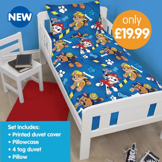 paw patrol bedding b&m