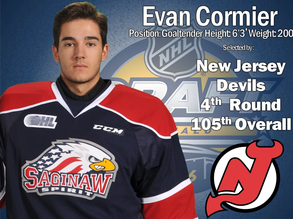 With the 105th overall pick, the @NJDevils select Evan Cormier, Congrats Corms! #NHLDraft2016