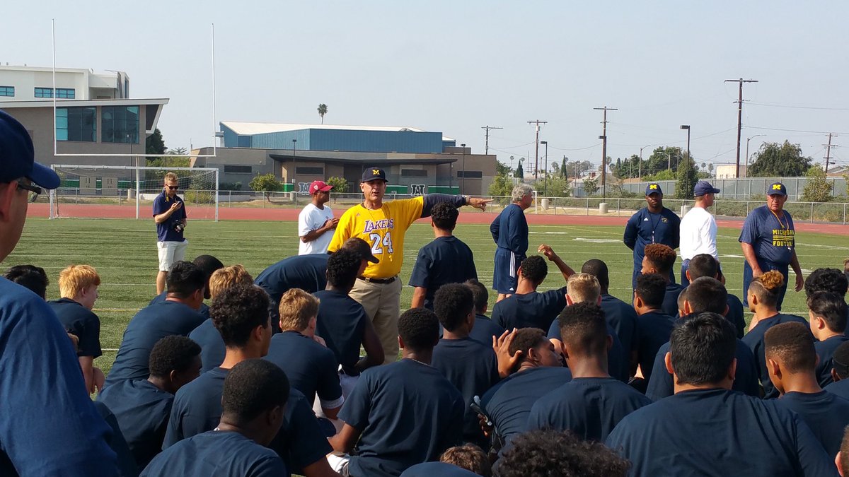 HandsUpPhoto's tweet photo. #CampLife Hands-Up at Augustus Hawkins High!!! Coach Harbaugh and Staff are here!!! #HandsUP https://t.co/miGeFWtFmj
