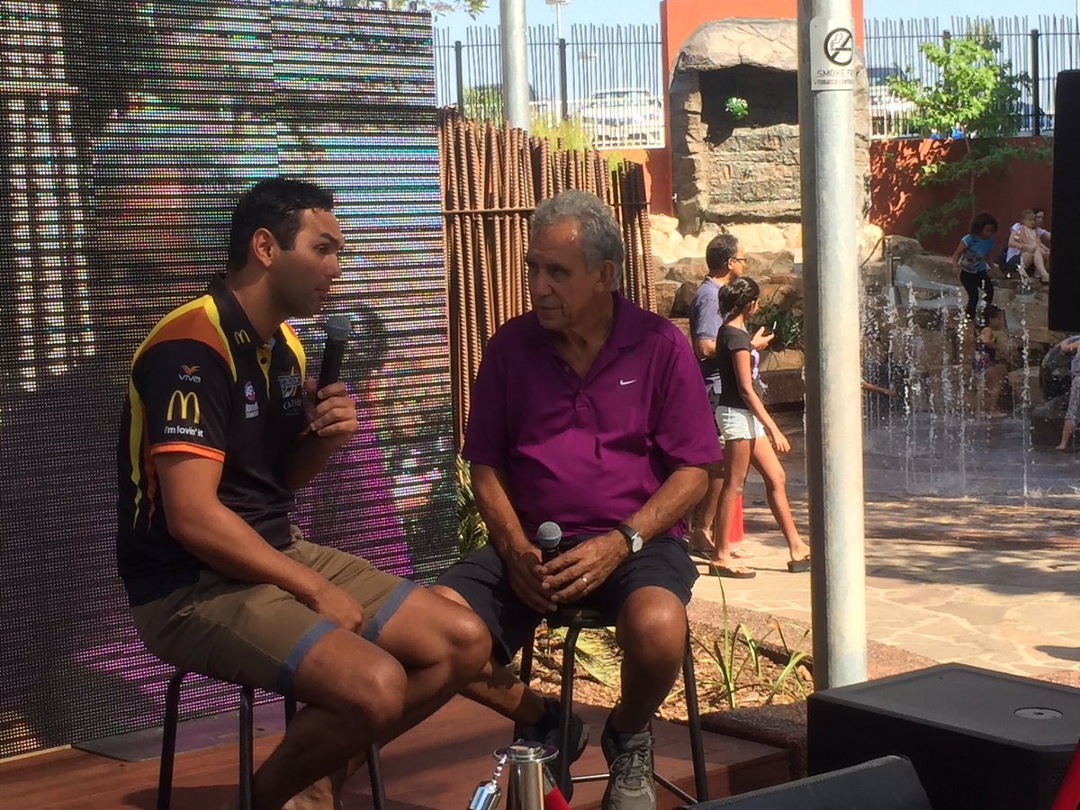 NTThunderFC's tweet photo. Coach Clarke joined Charlie King on stage for Dreamedia at the Casuarina Square new precinct opening #itsimpressive https://t.co/33BIRbsmFh