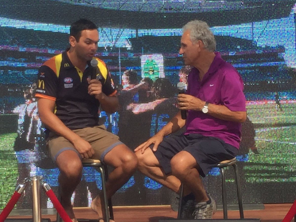 NTThunderFC's tweet photo. Coach Clarke joined Charlie King on stage for Dreamedia at the Casuarina Square new precinct opening #itsimpressive https://t.co/33BIRbsmFh