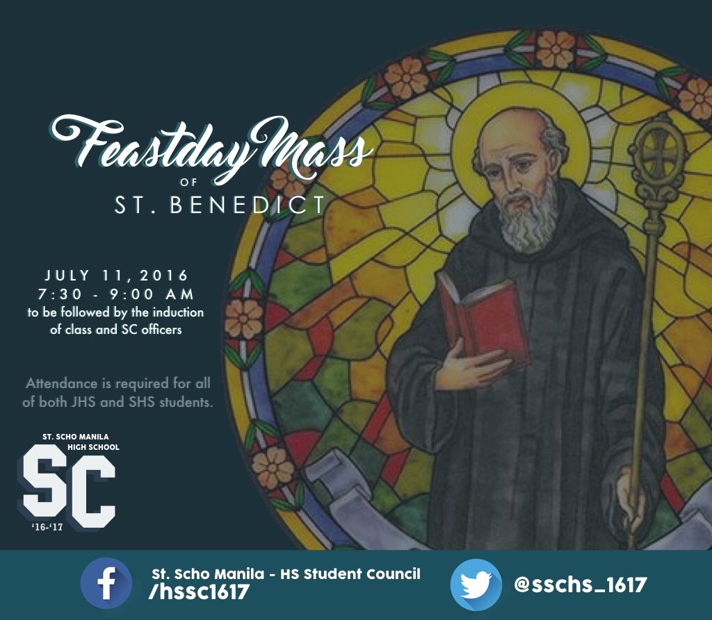 sschs_1617's tweet photo. Tomorrow is St. Benedict's feast day! Here is an announcement to go with it. God bless everyone! #RTtoSpread https://t.co/xE1gd1ldQs