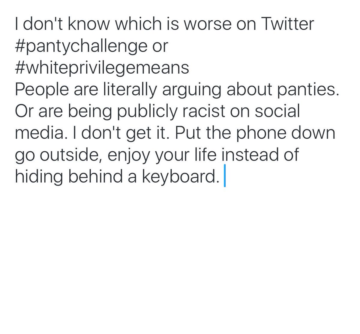 Trish_Parish's tweet photo. #WhitePrivilegeMeans #pantychallenge https://t.co/wQ60GzrI5M