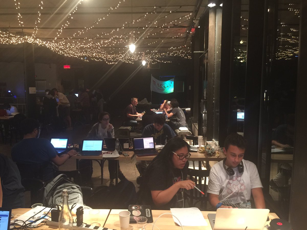 Heading into the night shift (day 2) of the McGill computational physics hackathon at the SAT.