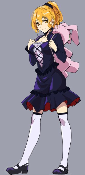 『髪:山吹色、セミロングの天パでポニテ(高)。目:山吹色、たれ目。身長:165。服:ゴシック。持ち物:リュック。特徴:ピュア。』
https://t.co/PK4mIds6PM 