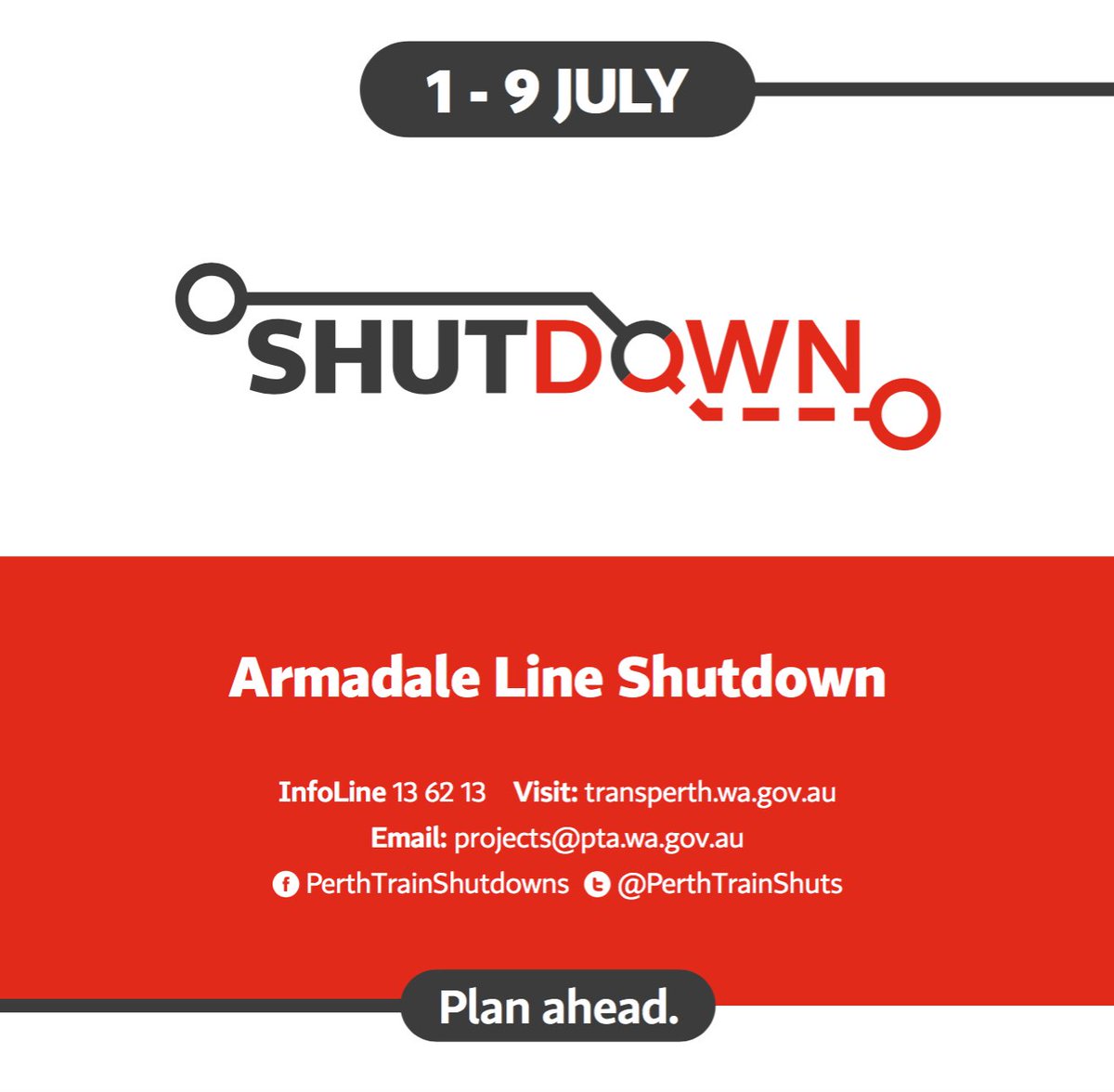 PerthTrainShuts's tweet image. 1 DAY TO GO before normal train services resume from first service this Sunday! bit.ly/armline