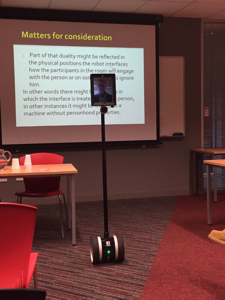 DigitalTaniwha's tweet photo. Presentation via #telepresence
The new #dalek is a lot thinner 😀 very cool #anzca16 #anzca2016 https://t.co/XmgrN7dOus