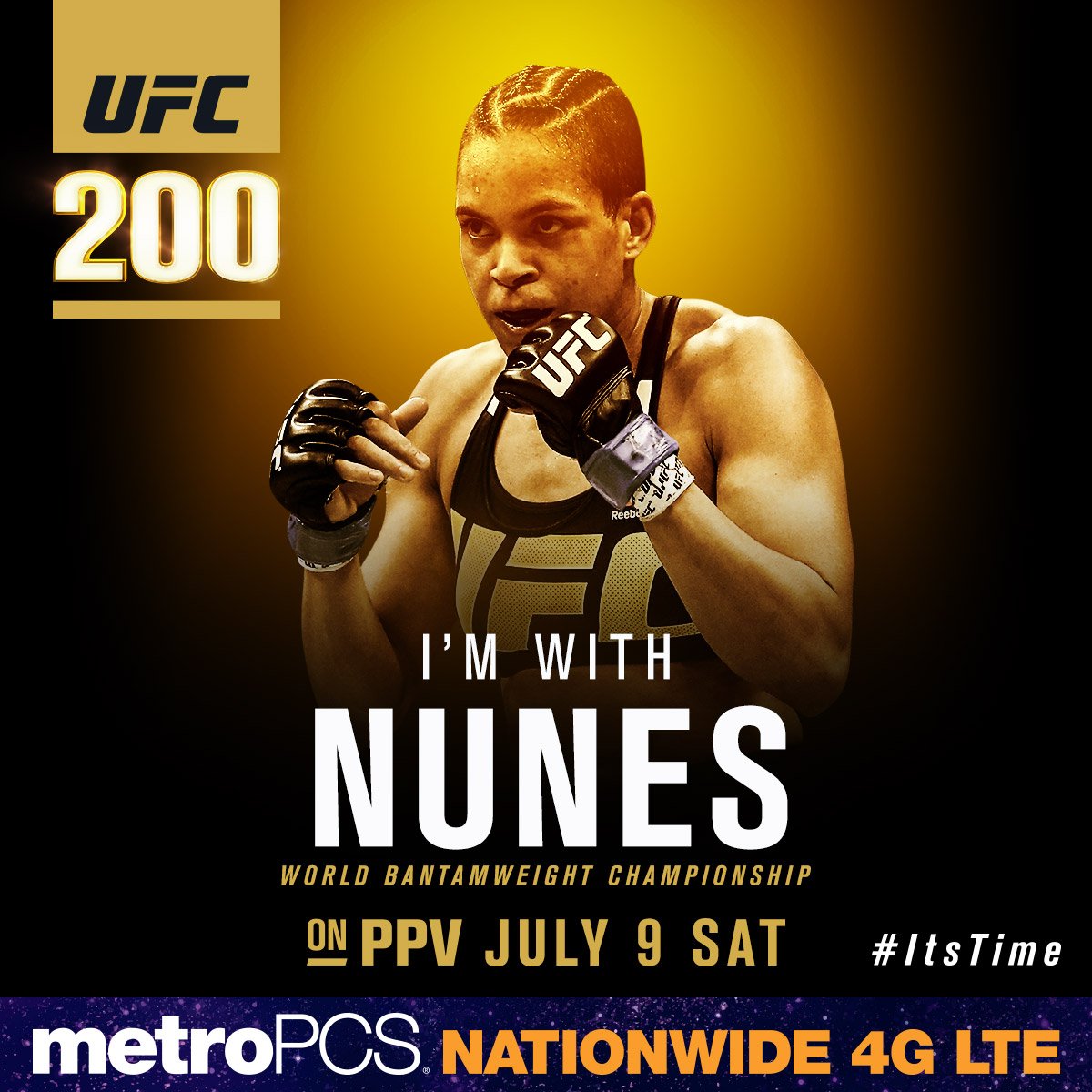 ufc's tweet image. RT if you&apos;re w/ @Amanda_Leoa Saturday, July 9 at #UFC200 | @MetroPCS #CloserThanEver metropcs.com/ufc