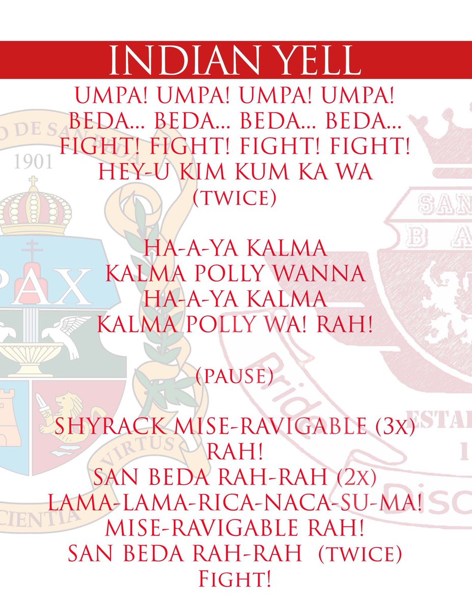 san beda indian yell