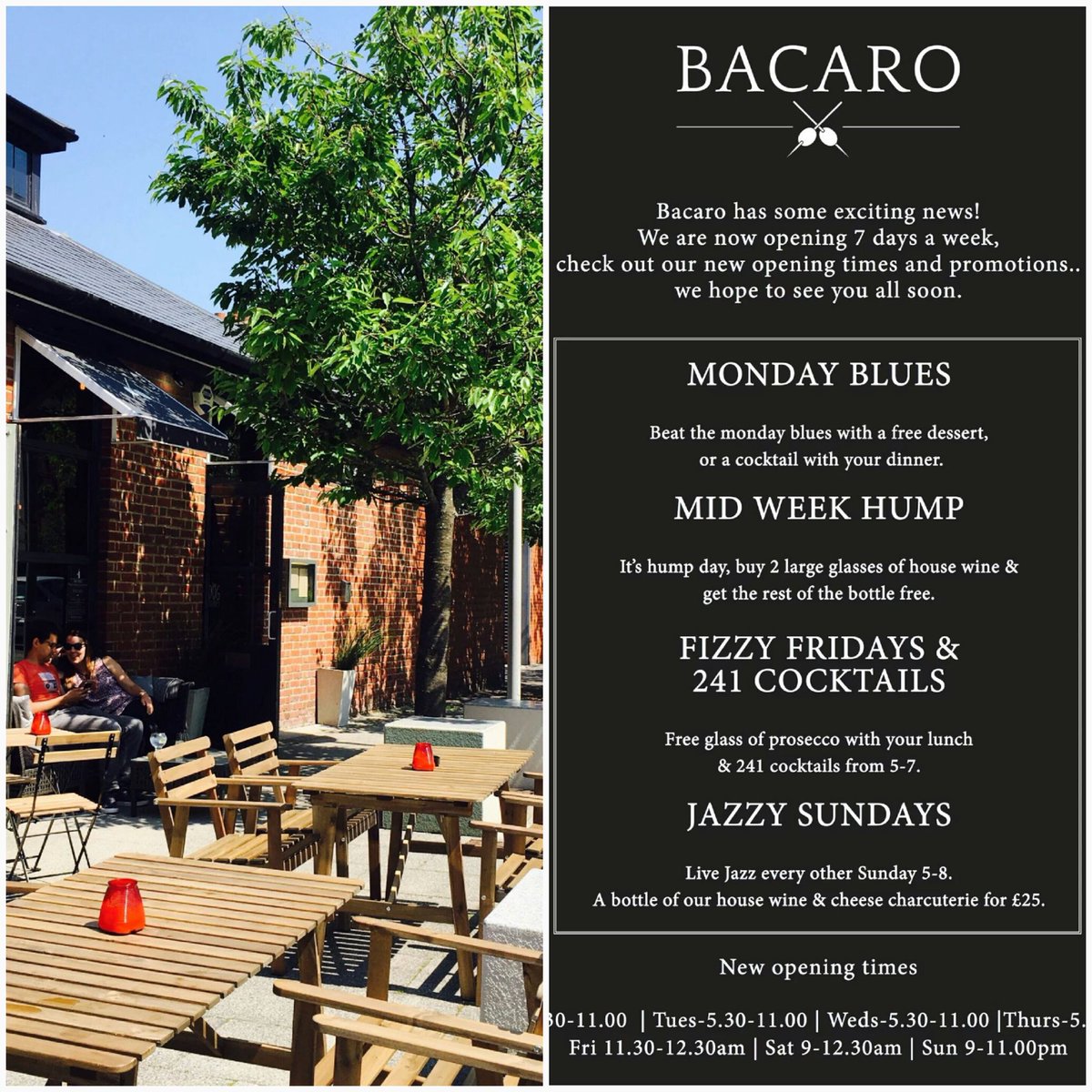 Great welcome, great food, great atmosphere, great service .... &amp; now <a href="/bacaro_ltd/">Bacaro Restaurant</a> is open 7 days a week #Southampton
