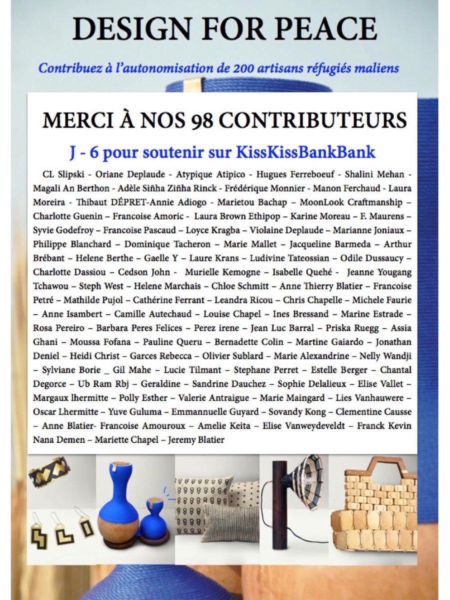 J-6 #SupportDesignForPeace 
Contribuez, Partagez, Parlez autour de vous => kisskissbankbank.com/fr/projects/de… <a href="/Kissbankers/">KissKissBankBank</a>