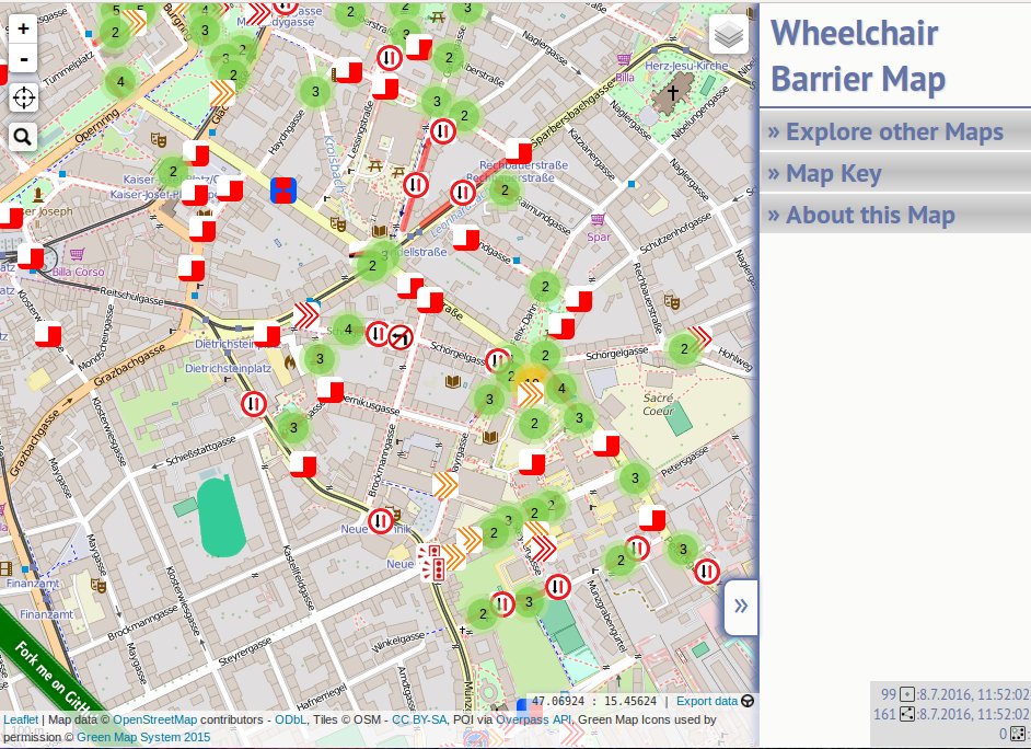 tbsprs's tweet image. Wheelchair barrier map mm.linuxtage.at/wheelchair-obs… Hindernisse für Rollstuhlfahrer #FOSSGIS2016 @wheelmap @OSMBlogde