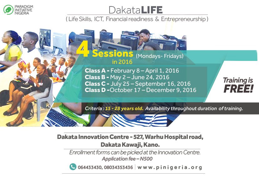 ParadigmHQ's tweet photo. Application forms for L.I.F.E. 2016C can be picked up at any of our 3 L.I.F.E. Centres #Dakata #Aba #Ajegunle https://t.co/Skd0kuE6l3