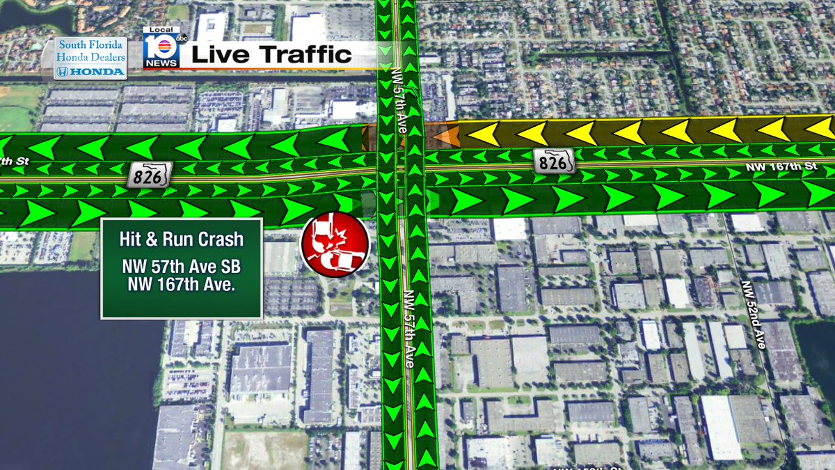 HIT & RUN CRASH: NW 57th Ave SB & NW 167th Ave. #TRAFFIC #MIAMI https://t.co/rnBOtBvX2f