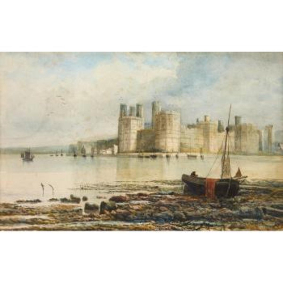 callow_art's tweet image. Caernarfon Castle, Gwynedd, North-West Wales, 10×15in, Sold for $1,460 USD #williamcallow auctionclub.com/public/histori…