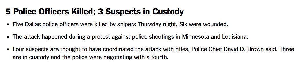 nytimes's tweet image. Live news on the Dallas protest shooting: nyti.ms/29m8y1H