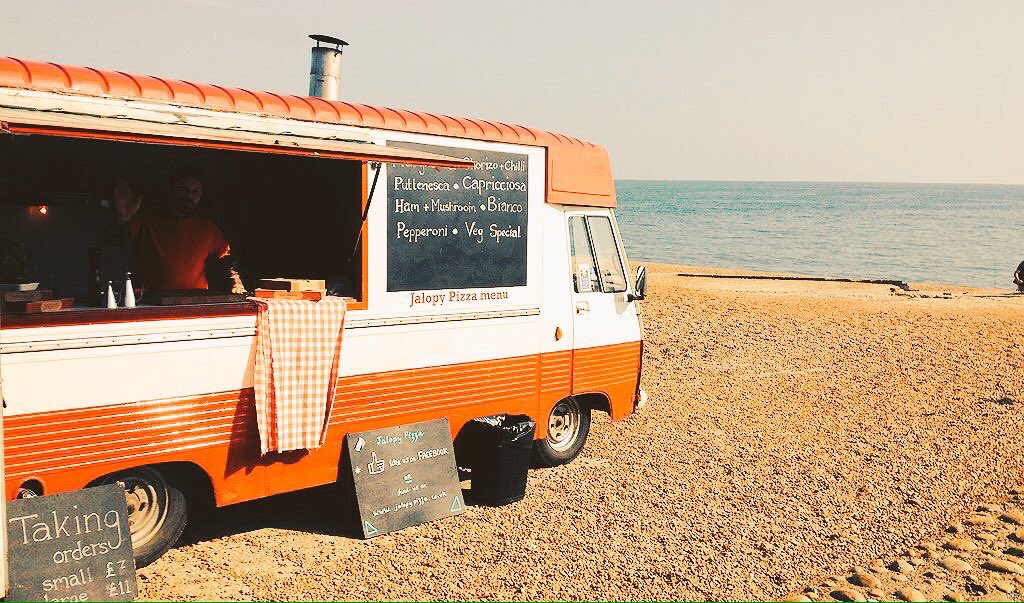 JalopyPizza's tweet photo. At Seatown this evening and tomorrow and Sunday!! 5-8pm each day! Come support your local pizza van on the beach! https://t.co/Te0RytRBBH