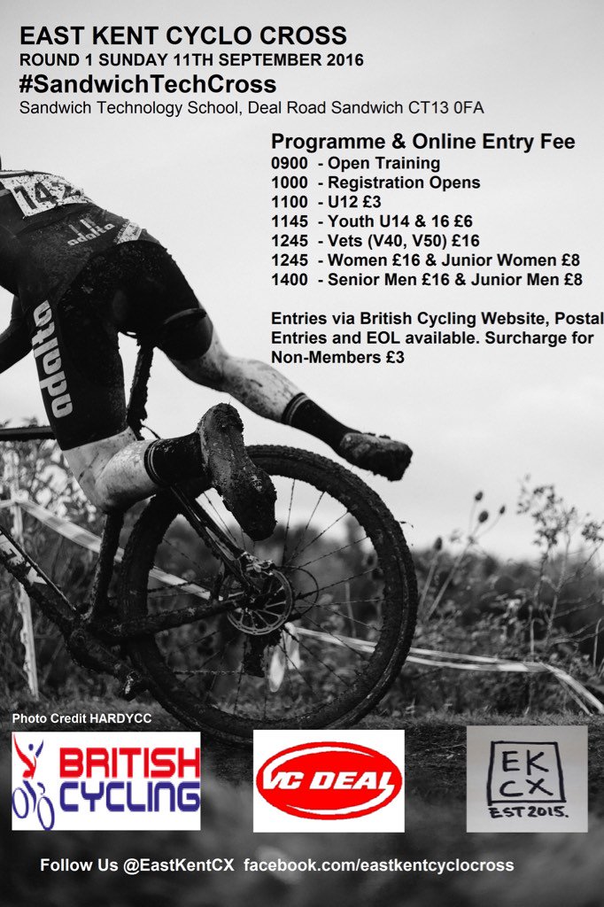 EastKentCX's tweet photo. #EKCX R1 Sunday 11th September @FieldyCX @CXHelen @inthemud_cx @tompid @eviee_alicee #EastKent #cyclocross https://t.co/T8fyZZCgIQ
