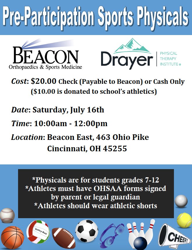 Pre-participation physicals are <a href="/BeaconOrtho/">Beacon Orthopaedics</a> next Saturday! Don't miss out!