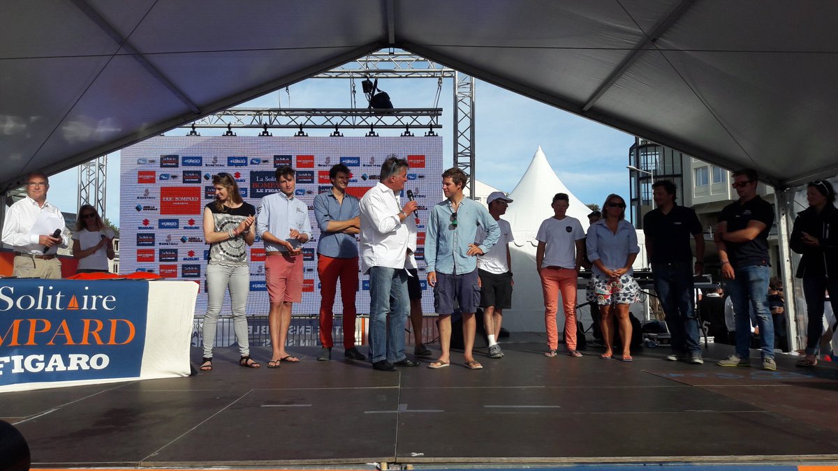 LaSolitaire56e's tweet photo. Sur scène, les marins de la 39e à la 28e de la 3e étape #SolitaireBompard https://t.co/ILQ2wpXPZj