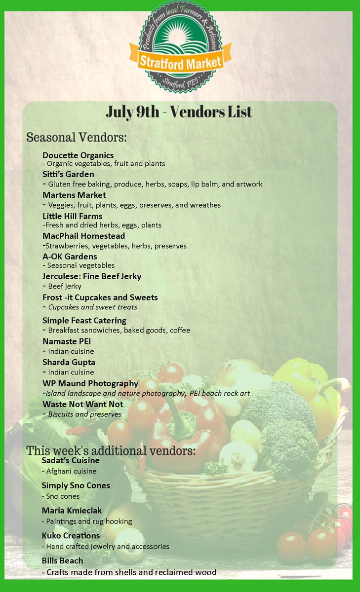 An amazing mix of vendors at the <a href="/StratfordMarket/">Stratford Market</a> this week!