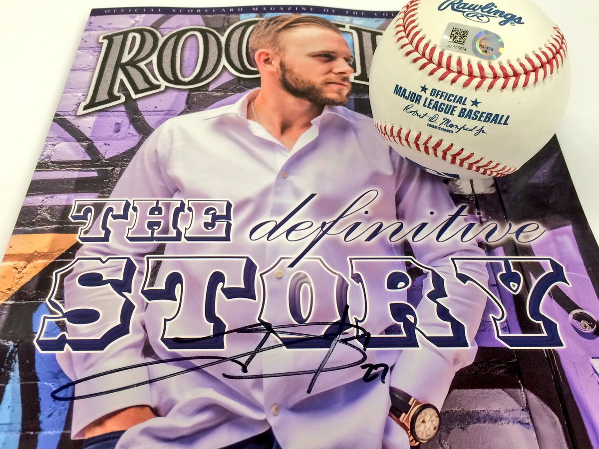 Rockies's tweet photo. RETWEET THIS for the chance to watch BP on the field and these @Tstory2 signed goodies! 

#StoryTime #VoteSpringer https://t.co/s7vDV1gd4M