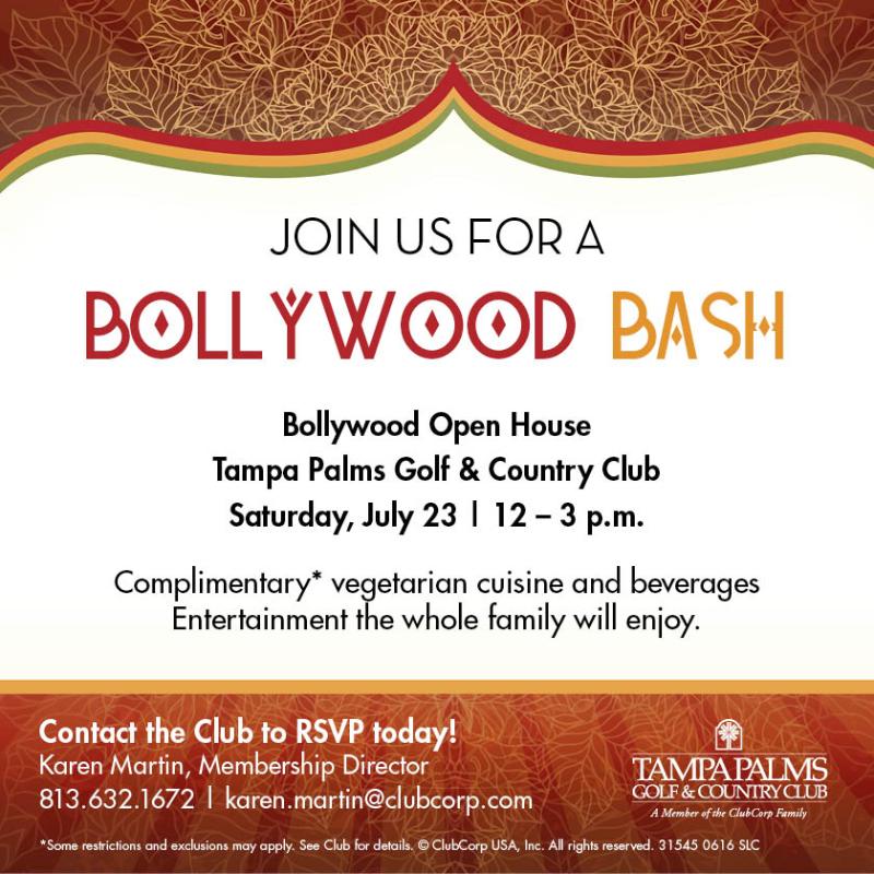 Contact the Club to RSVP today for our upcoming Bollywood Bash! #tampapalms #countryclub #bollywood