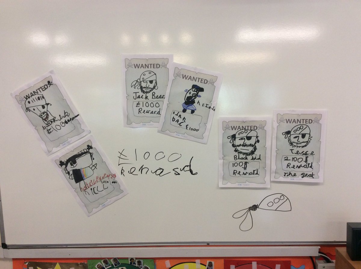 Lots of wanted posters in Ladybird class today. Keep you eyes open for any of our offenders! #peskypirates.