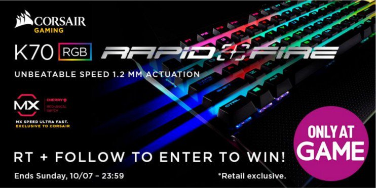 GAMEdigital's tweet photo. I've got the KEY to a Corsair K70 RGB RAPIDFIRE! Unleash @Corsair's FASTEST Gaming Keyboard: https://t.co/B4TeHCpiDh https://t.co/brPRPUdJxO