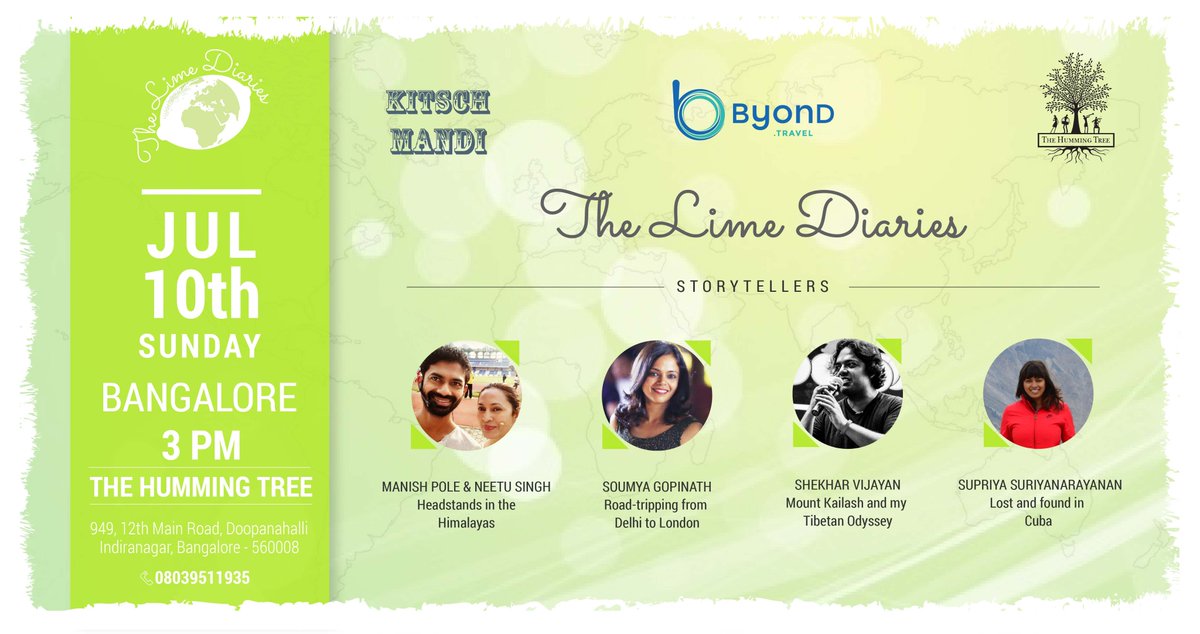 KitschMandi's tweet photo. This Sunday, come experience travel stories, curated by @ByondTravel 3.00PM on wards @TheHummingTree. See you there! https://t.co/EO2qBN2uYd