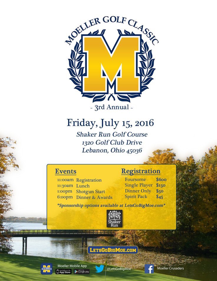 ONE WEEK LEFT to sign up for the Moeller Golf Classic!  moellergolfclassic.com #LetsGoBigMoe