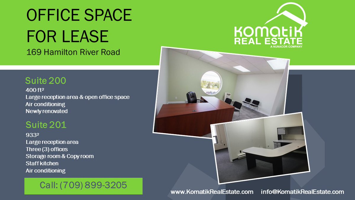 KomatikRealEst's tweet photo. We have office space for lease in #hvgb Call 709 899 3205 to arrange viewing. #newspace #location https://t.co/4DgPlAJRUs