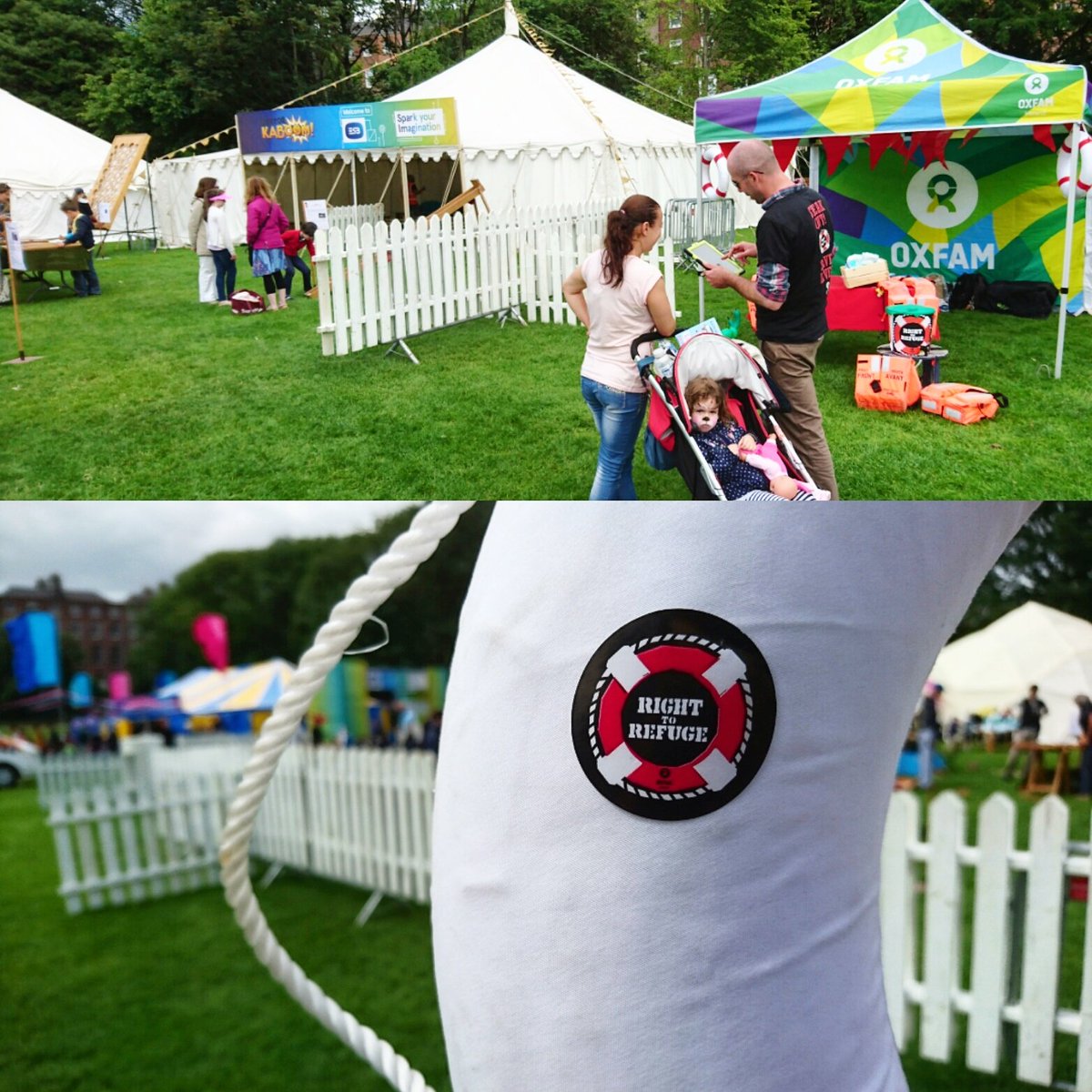 GusRamirezPerez's tweet photo. @OxfamIreland are campaigning at @LayaHealthcare @cityspectacular come and enjoy and sign #RightToRefuge #cityspec https://t.co/Lo3a1WwWuf