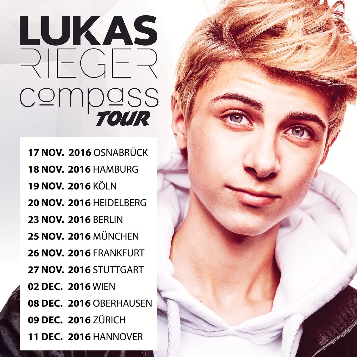 lukasrieger's tweet photo. I'm going on tour ❤️ pre sale is up 🎉 get your tickets for the #CompassTour now ! 
https://t.co/nX1BnYwBfx https://t.co/7UDHQBQqSh
