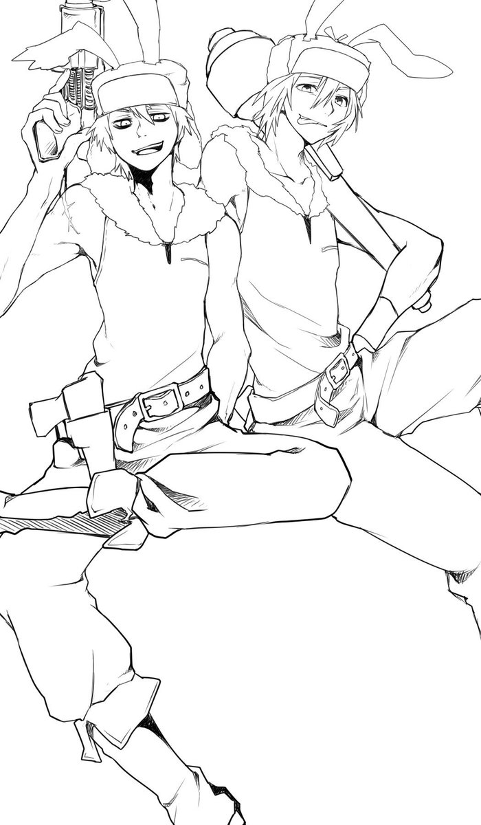 seitaka622's tweet photo. 【ｲﾗｽﾄ/ｳｻﾋﾞ擬人化】
⚠︎ウサビッチ擬人化注意⚠︎

待ってウサビッチも10周年だったのか……！ちょっと遅刻だけど、おめでとう……！！｡ﾟ(ﾟ´▽`ﾟ)ﾟ｡扉組と民警とキレ様大好きです！過去絵しかなくてごめんなさい……！！ https://t.co/q5r7ged6nf