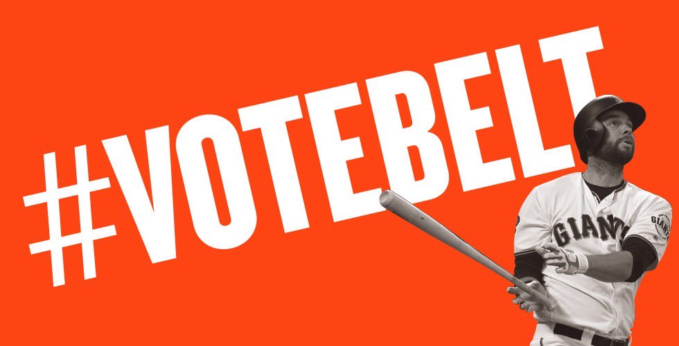 SFGiants's tweet photo. It's our first retweet to win contest! RT this tweet to win a signed @bbelt9 baseball. #VoteBelt #SFGiants https://t.co/v1Pl3tEPIC