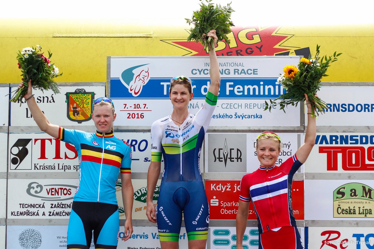 Best 3 in 2nd stage. From left <a href="/JolienDhoore/">Jolien D'hoore</a> <a href="/LorenRowney/">Loren Rowney</a> <a href="/EmMoberg/">Emilie Moberg</a>