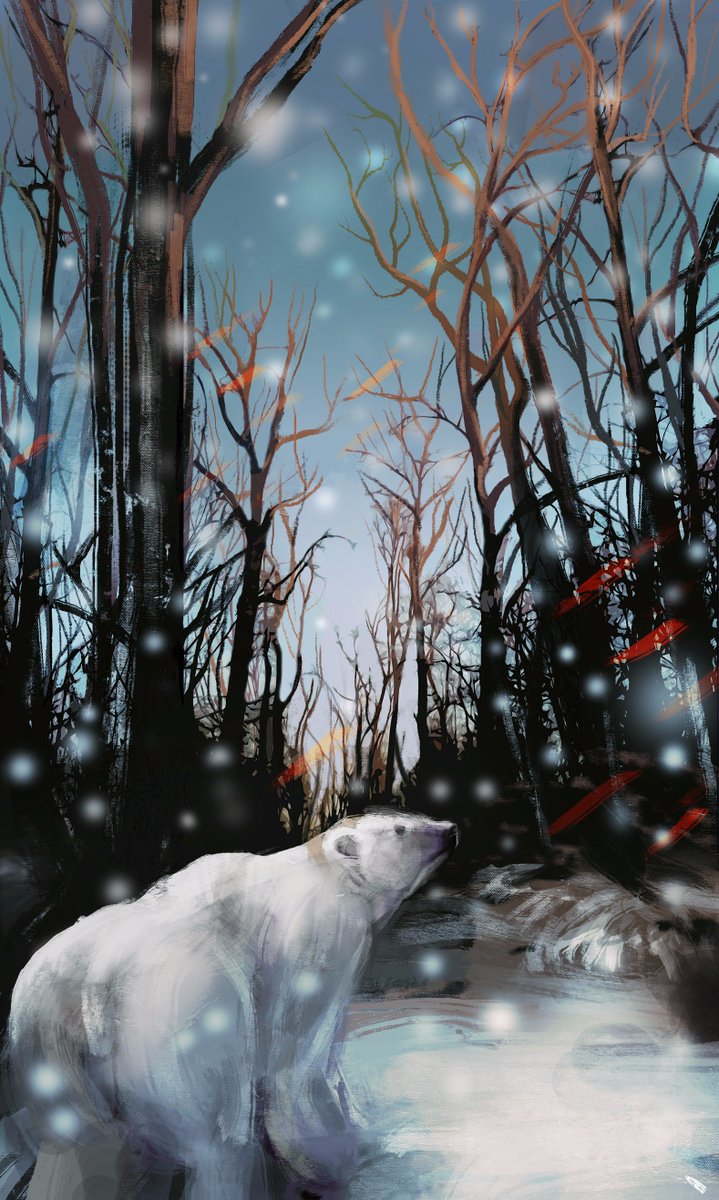 GClart's tweet photo. #polarbear #woods #sunset #snow #winter #baretrees #digitalart https://t.co/OvHLp6xbHP