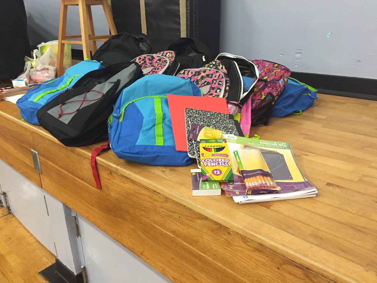 zugraveg's tweet photo. Backpacks for #prostudents all the supplies for next year. A good day to do something good. @StEdsVero #howseslearns https://t.co/BKuSrFivxW