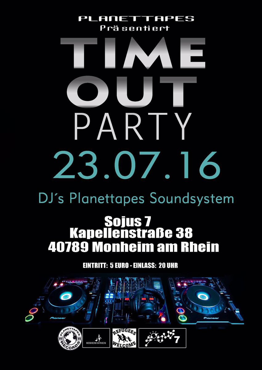 Planettapes1's tweet photo. Die nächste Time Out Party im Sojus7 am 23.07 in Monheim https://t.co/fMiOyQ5StT #planettapes #sojus7 #hiphop #rap https://t.co/NPIzrBmyTT