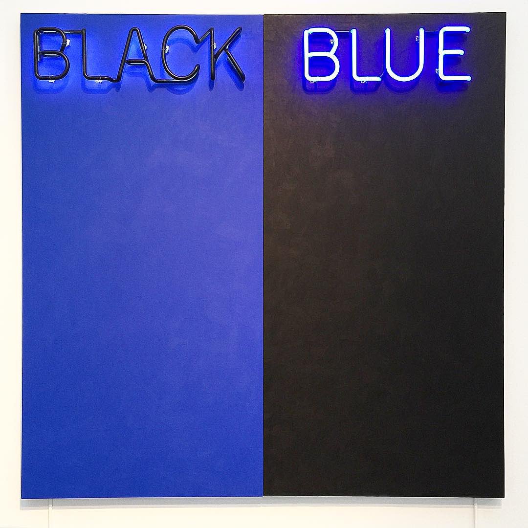 mikekingjr's tweet photo. .@DeborahKass, Black and Blue #1, 2014, acrylic and neon on canvas.  #BlackAndBlue https://t.co/cbx9uPe9Re