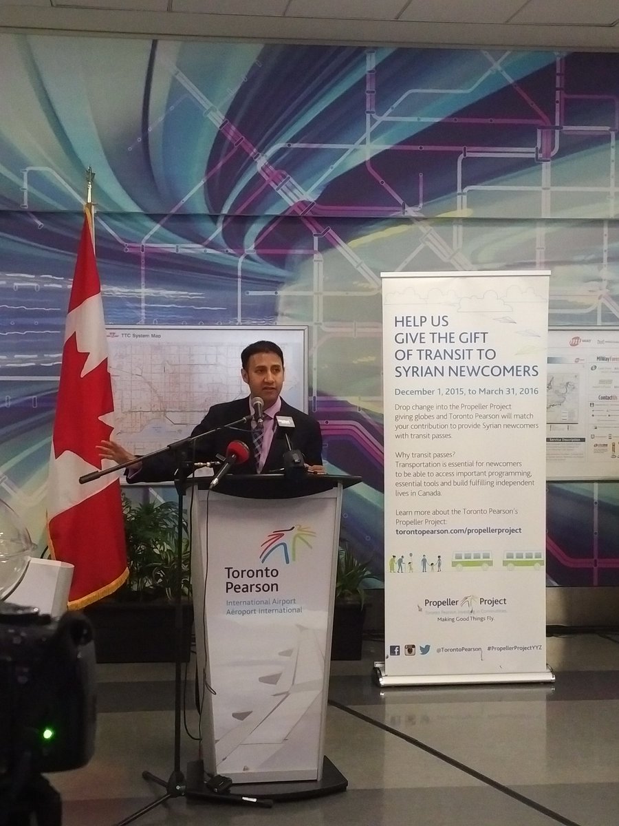 TorontoPearson's tweet photo. Each of the 600 families settled in the GTA will receive two transit passes with 41 fares. #PropellerProjectYYZ https://t.co/AKc7odqhK4