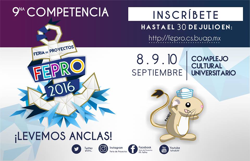 FePro_'s tweet photo. #FEPRO2016 #LevemosAnclas
Participa en la 9na Competencia y gánate una acreditación a un evento internacional. https://t.co/VMW6LXdWuO