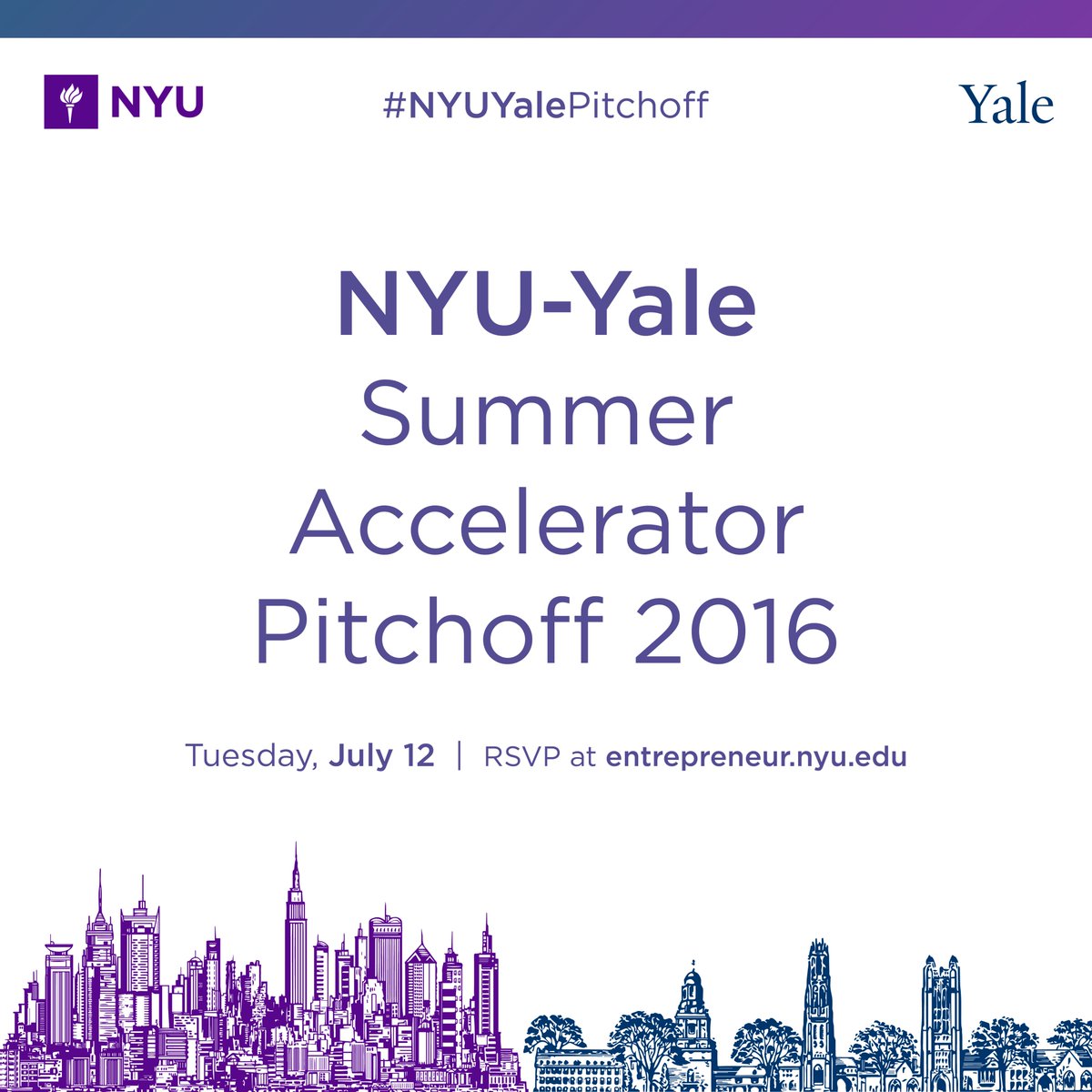 NYU-Yale Summer Accelerator Pitchoff 2016 is happening on Tues, July 12th. Will U be there? nyu-yale-pitchoff-2016.eventbrite.com/?aff=NYUYalePi…