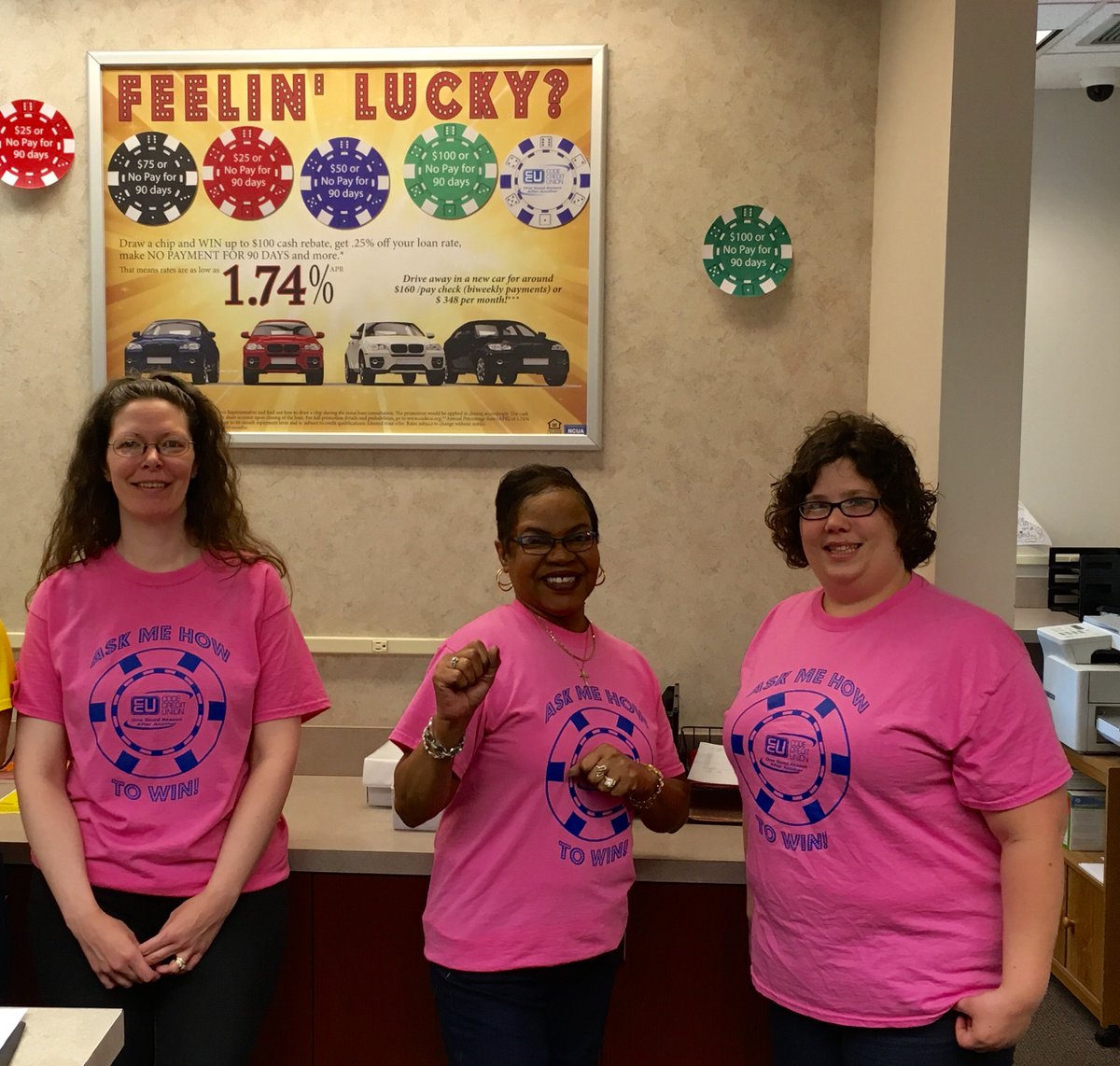 CODECreditUnion's tweet photo. The Monument Ave. tellers are serving members in #codevegas style. Win a trip at https://t.co/mMzZeKwRBv. https://t.co/FCwt6KlcQ4