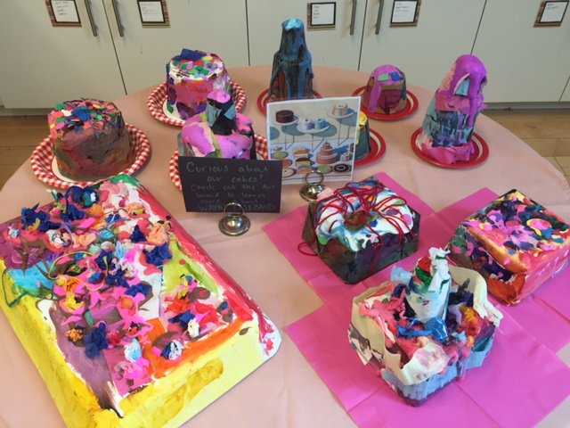 SEECstories's tweet photo. It's Friday - indulge in some cake!  Check out our preschoolers' #WayneThiebaud inspired art cakes! #foodart https://t.co/1CxjH3oxsn
