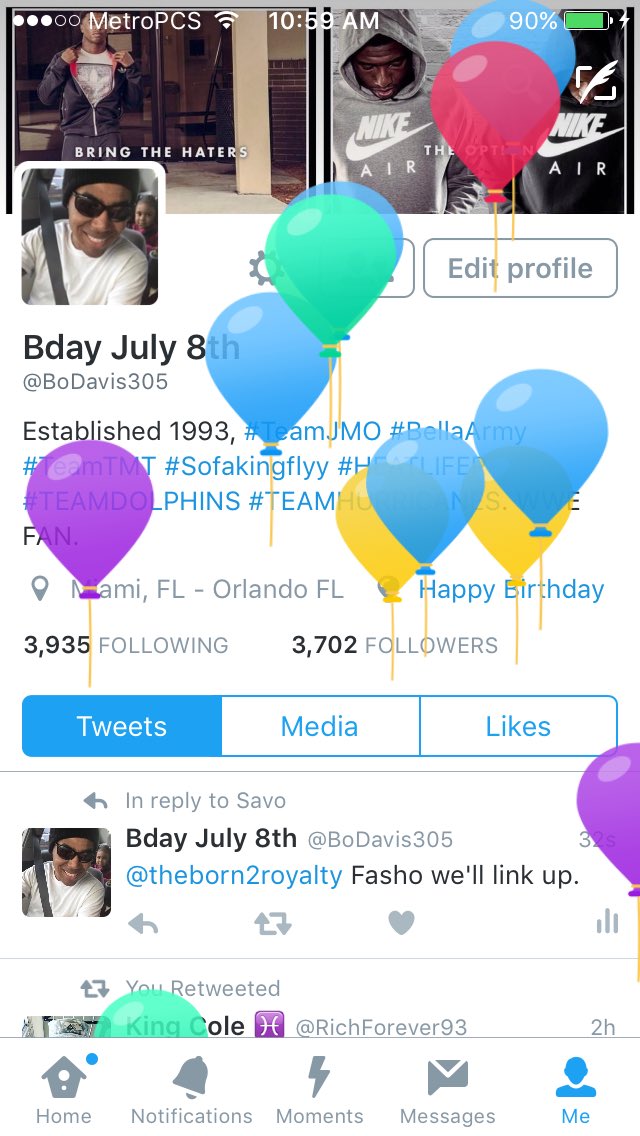 BoDavis305's tweet photo. Ha lol thank you @twitter https://t.co/GfCIjJydaH