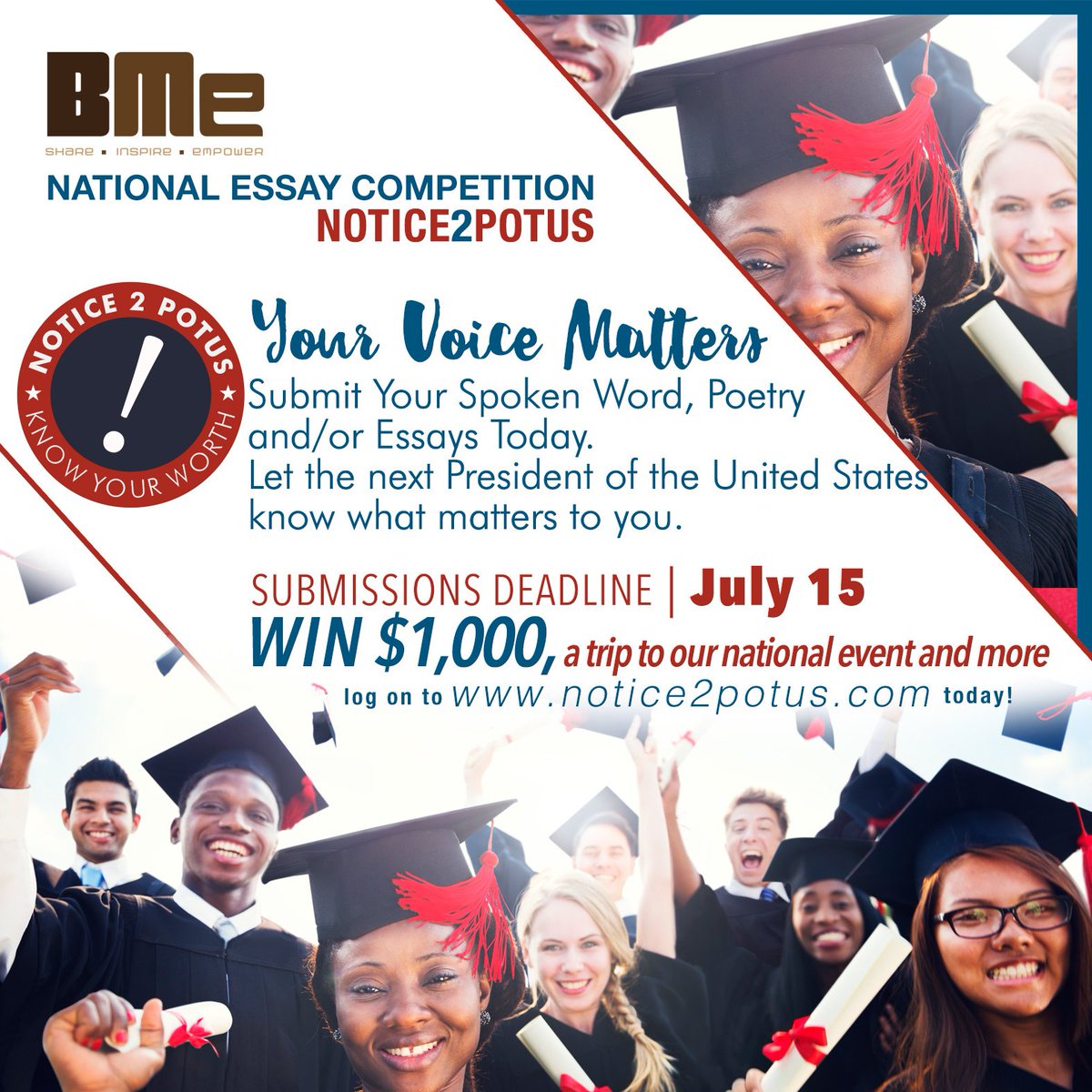 BMeCommunity's tweet photo. Calling all young adults ages 14-24 Your voice matters! Give #Notice2POTUS https://t.co/gCAyxk6KSk https://t.co/yZNAv1gfm2