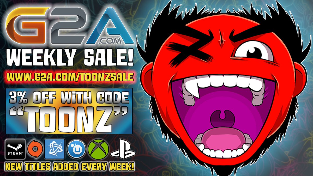 _CaRtOoNz's tweet image. WEEKLY SALE starts NOW! See what's been added! Discount Code "TOONZ" saves you even more! g2a.com/r/toonzsale