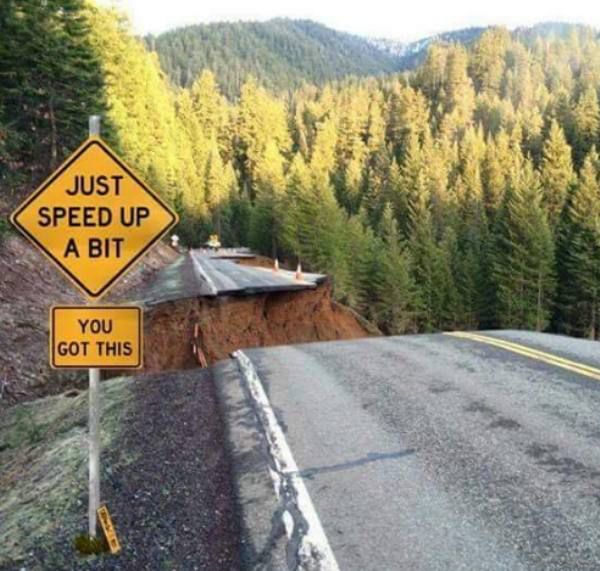 BlanchettNeon's tweet photo. When driving we always suggest following #trafficsignage, but this may be the one exception. #funnysign https://t.co/15KV2N1gyr